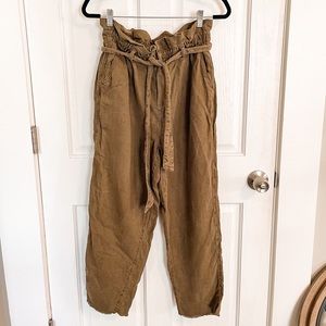 AERIE Olive Green Linen Ankle Pant